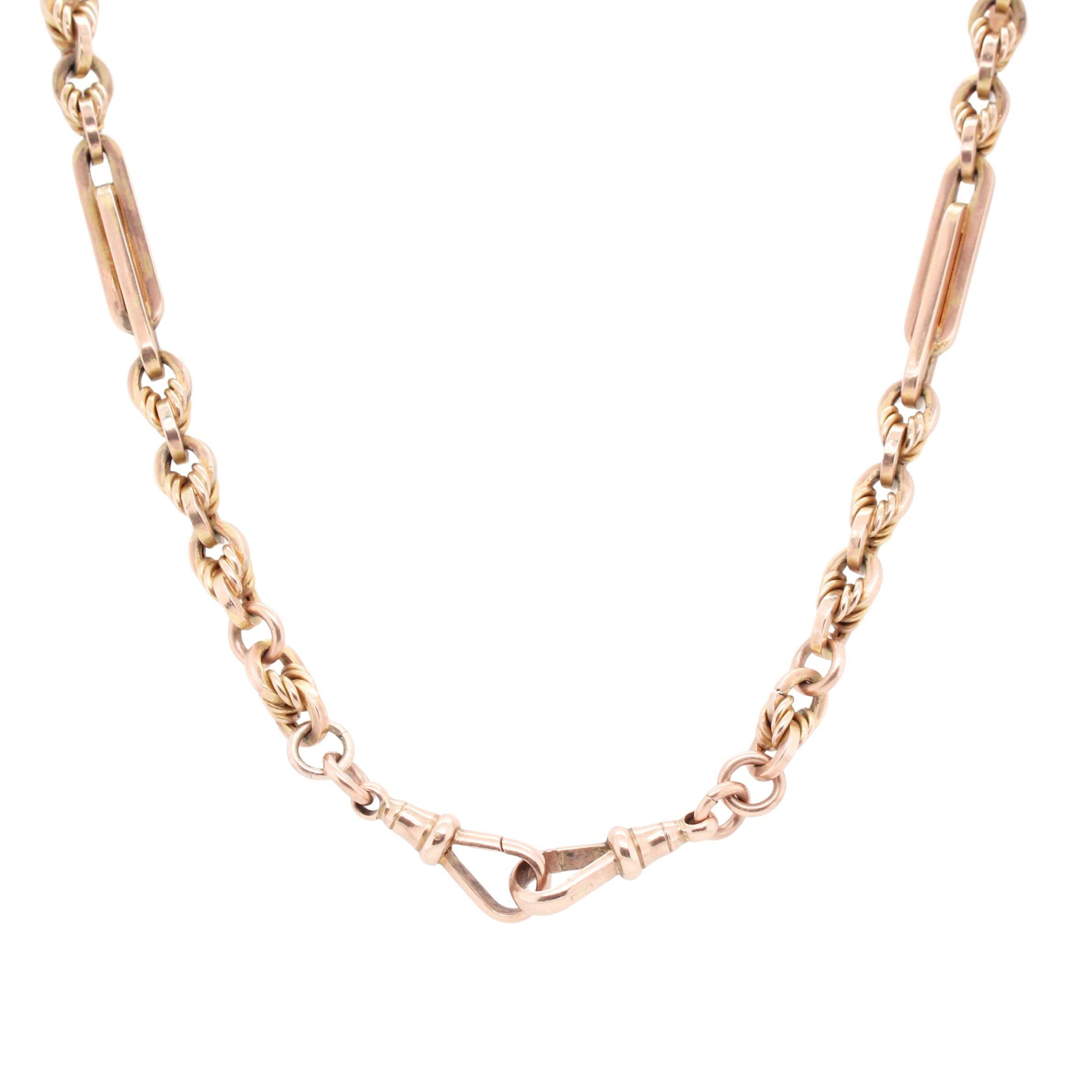 Fancy Trombone Link Albert Chain-Charlotte Sayers Antique Jewellery