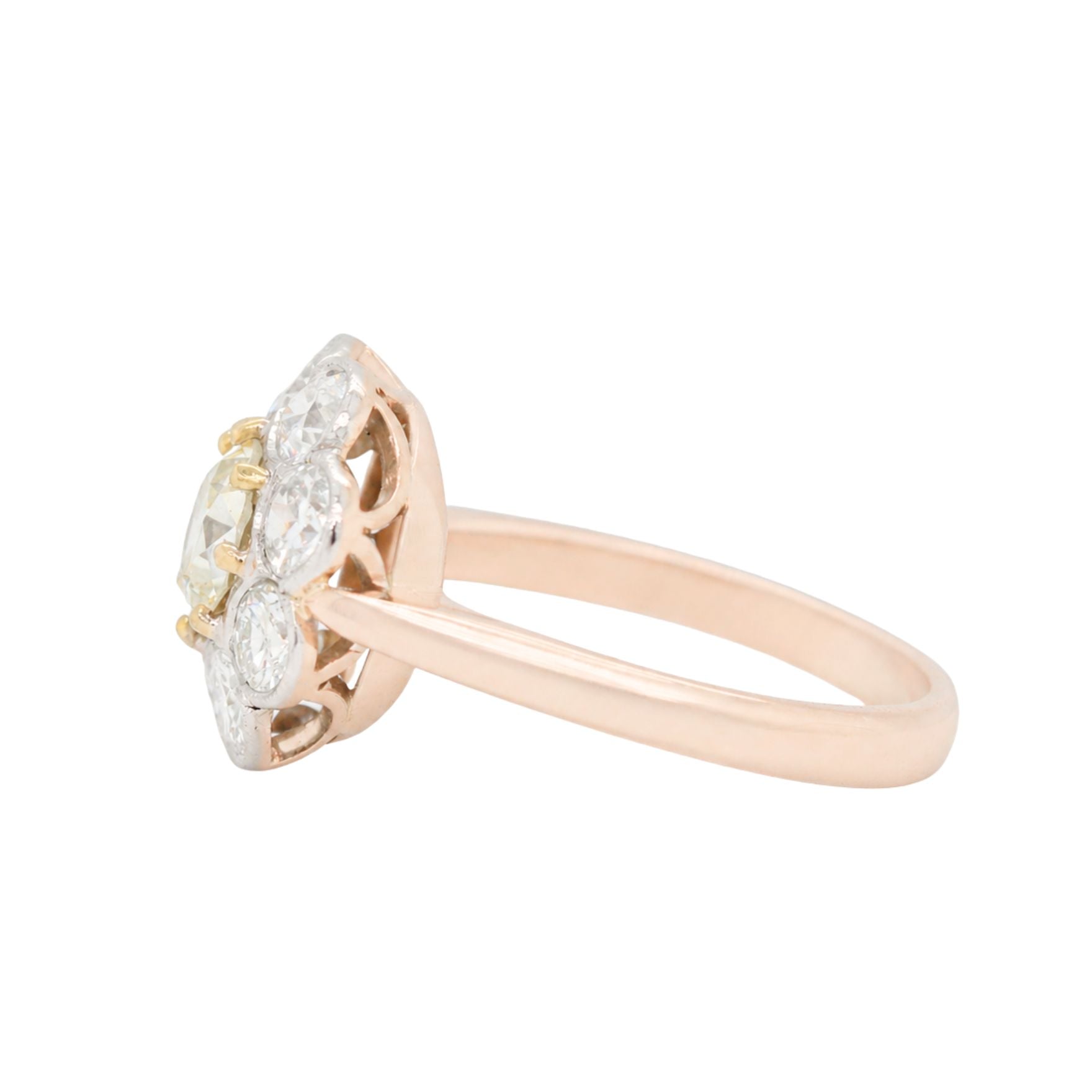 Fancy Yellow Diamond Cluster Ring-Charlotte Sayers Antique Jewellery