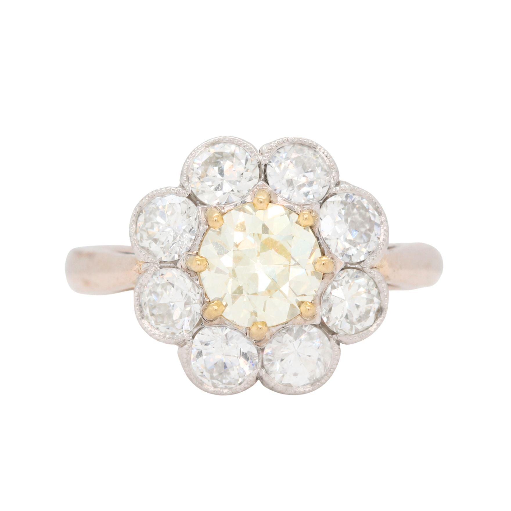 Fancy Yellow Diamond Cluster Ring-Charlotte Sayers Antique Jewellery