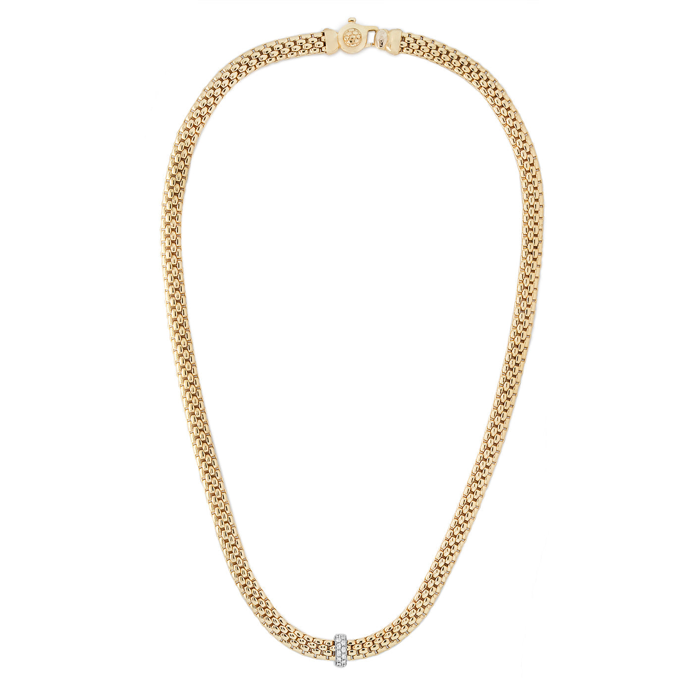 Fope Vendôme 18ct Gold and Brilliant Cut Diamond Necklace-Charlotte Sayers Antique Jewellery