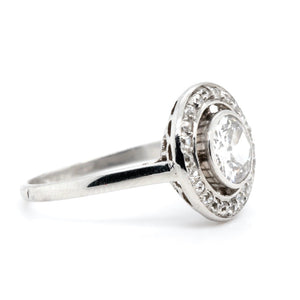 French Diamond Halo Ring-Charlotte Sayers Antique Jewellery