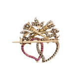 French Double Heart Brooch-Charlotte Sayers Antique Jewellery