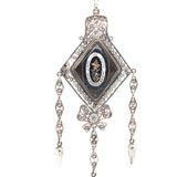 French Enamel Silver Bow Necklace-Charlotte Sayers Antique Jewellery