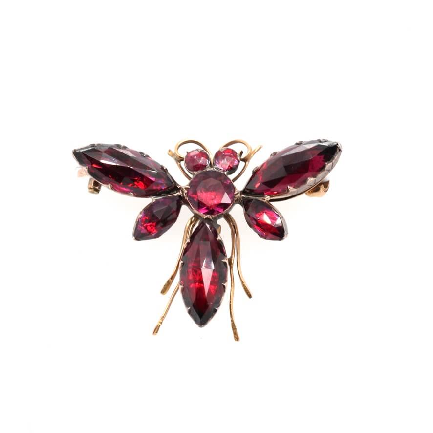 French Garnet Bug Brooch-Charlotte Sayers Antique Jewellery