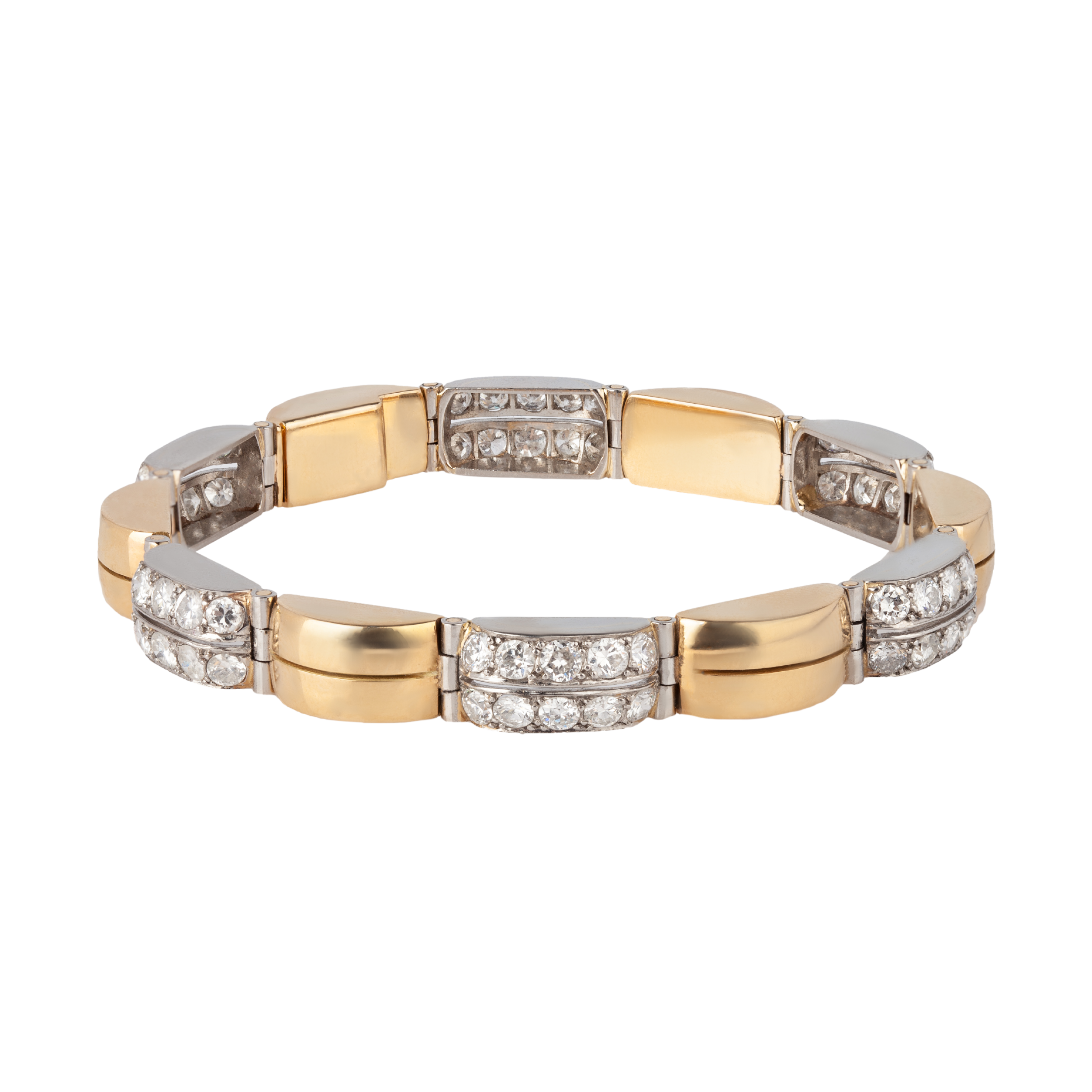 French Gold, Platinum & Diamond Bracelet-Charlotte Sayers Antique Jewellery