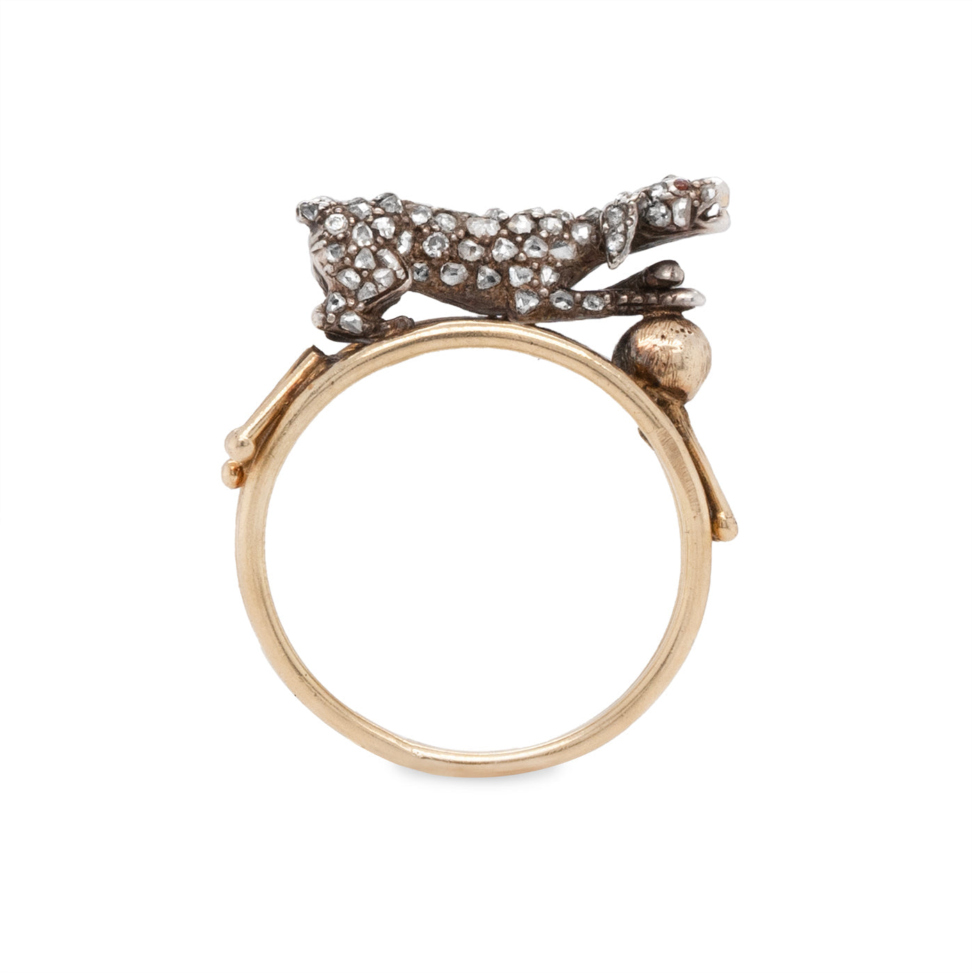 French Pave Diamond Dog Ring-Charlotte Sayers Antique Jewellery