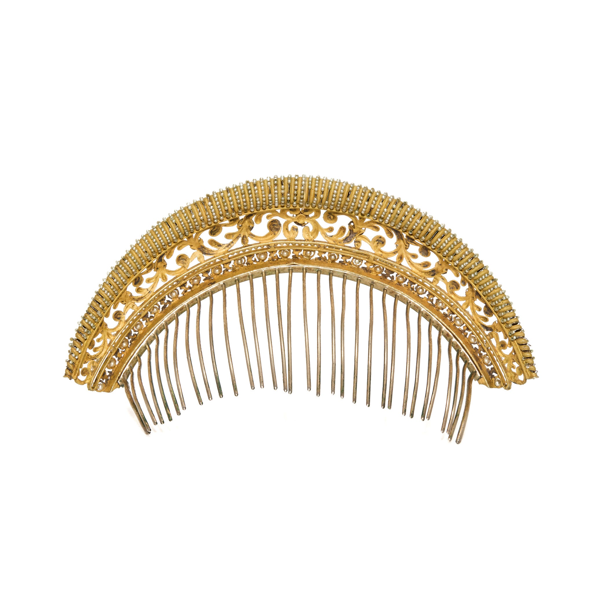 French Tiara Comb with Pearls-Charlotte Sayers Antique Jewellery