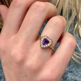Amethyst Pearl Heart Ring