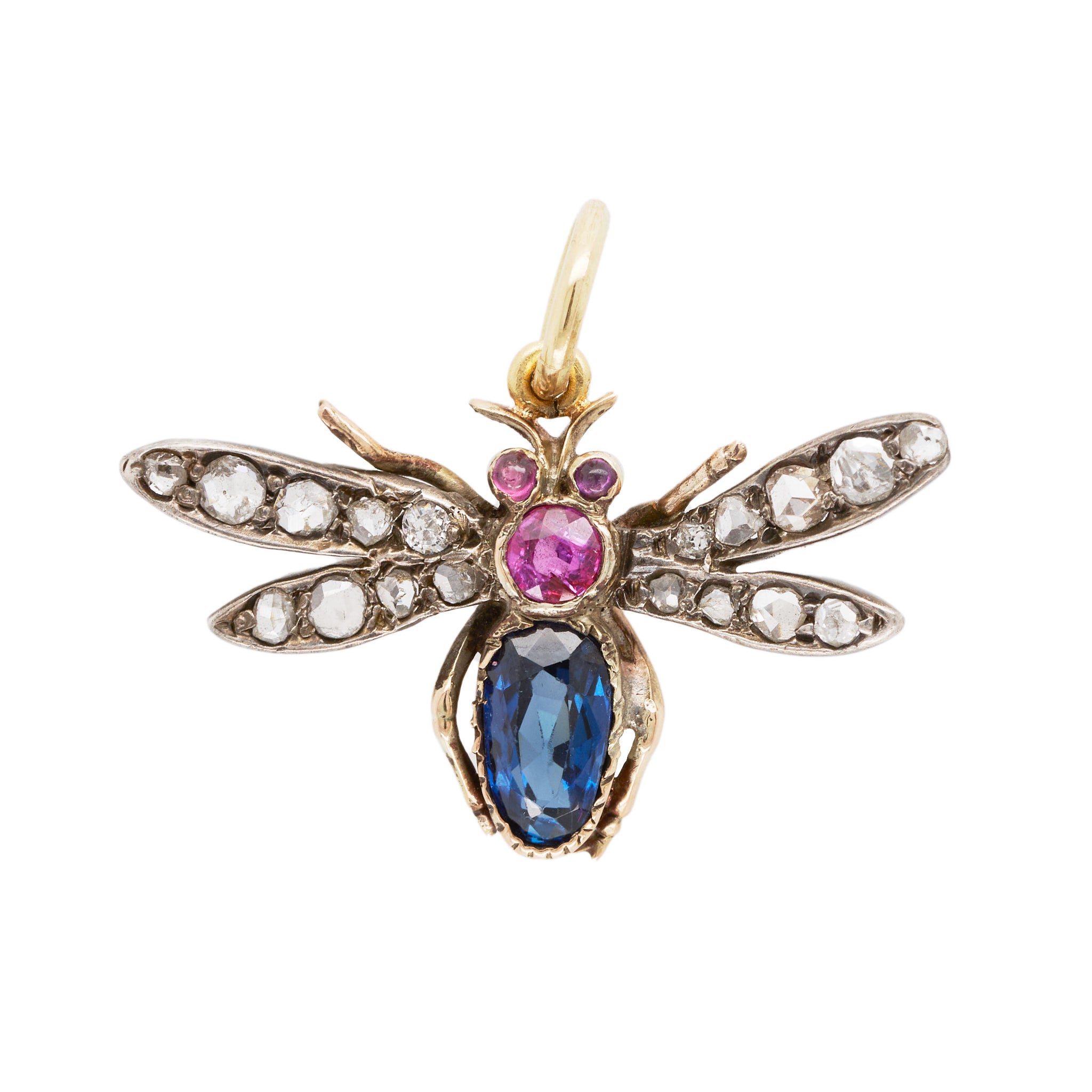 Gem Set Fly Pendant-Charlotte Sayers Antique Jewellery
