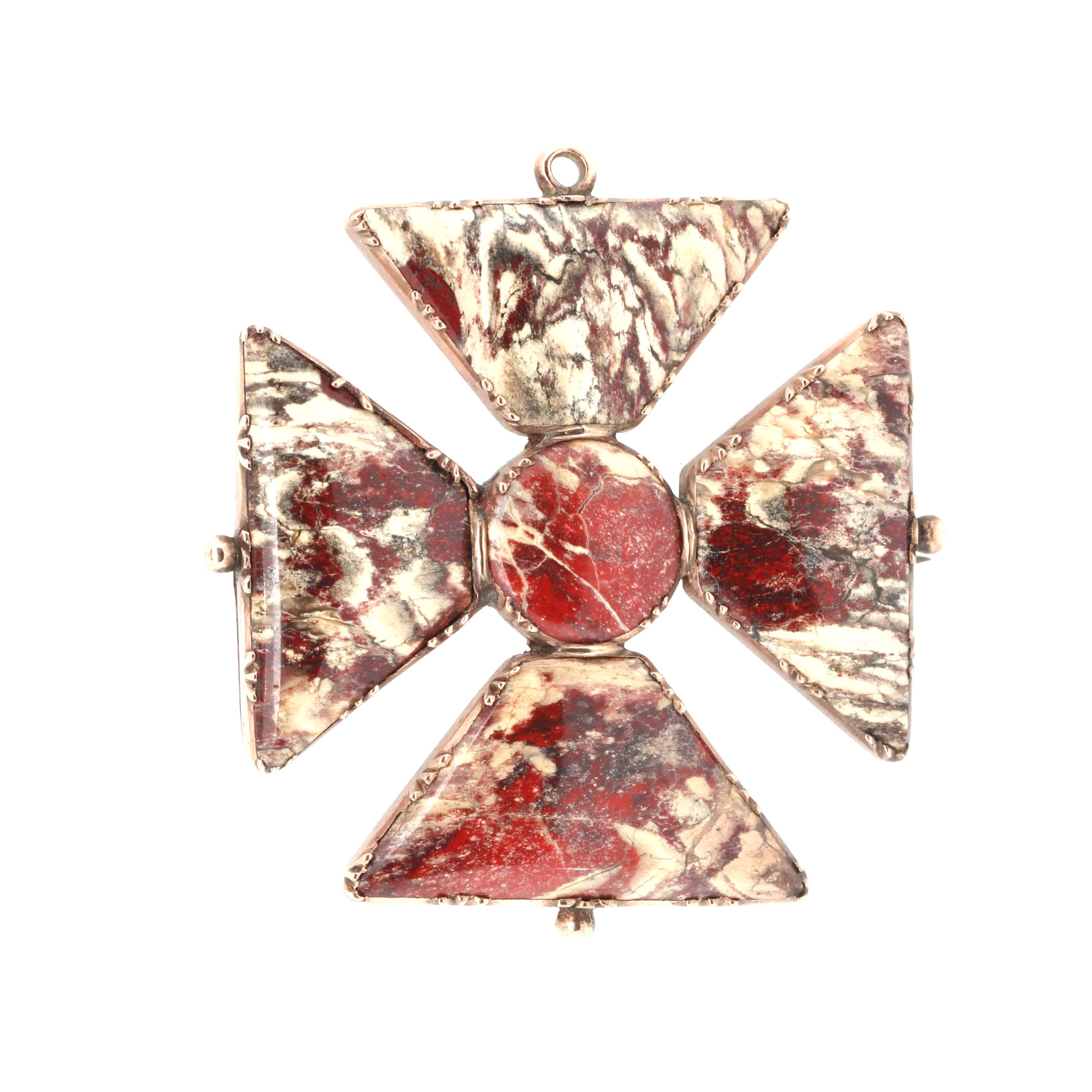 Georgian Agate Cross Brooch-Charlotte Sayers Antique Jewellery