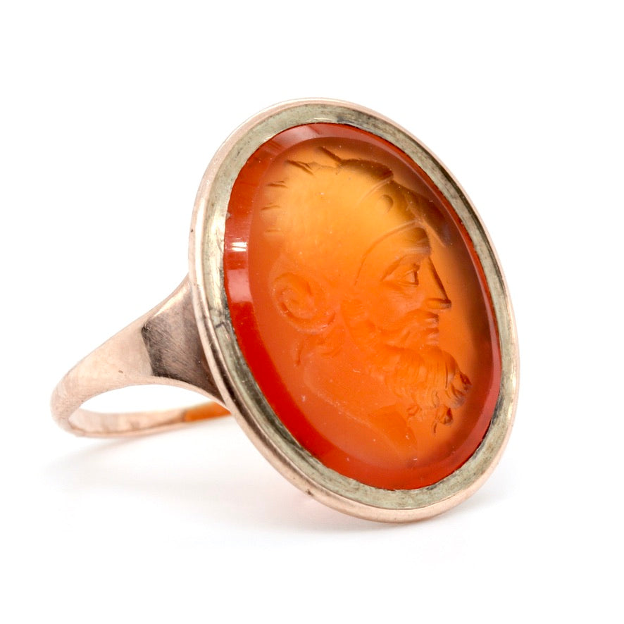 Georgian Agate Intaglio Zeus Ring-Charlotte Sayers Antique Jewellery