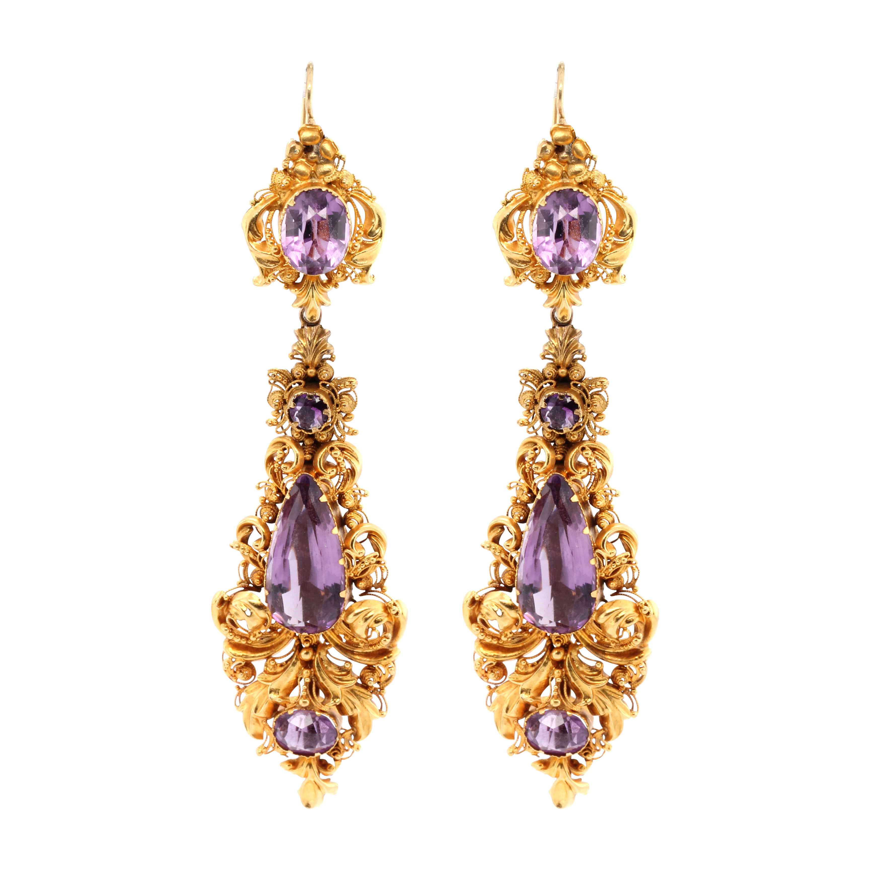 Georgian Amethyst Earrings-Charlotte Sayers Antique Jewellery