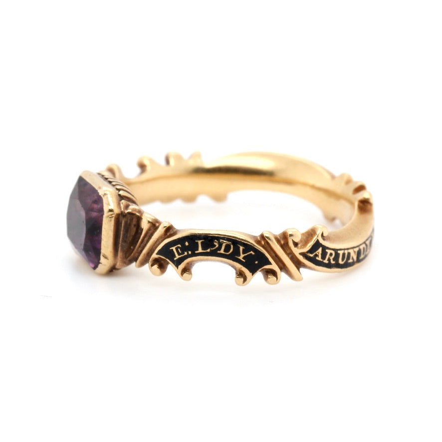 Georgian Amethyst Mourning Ring-Charlotte Sayers Antique Jewellery