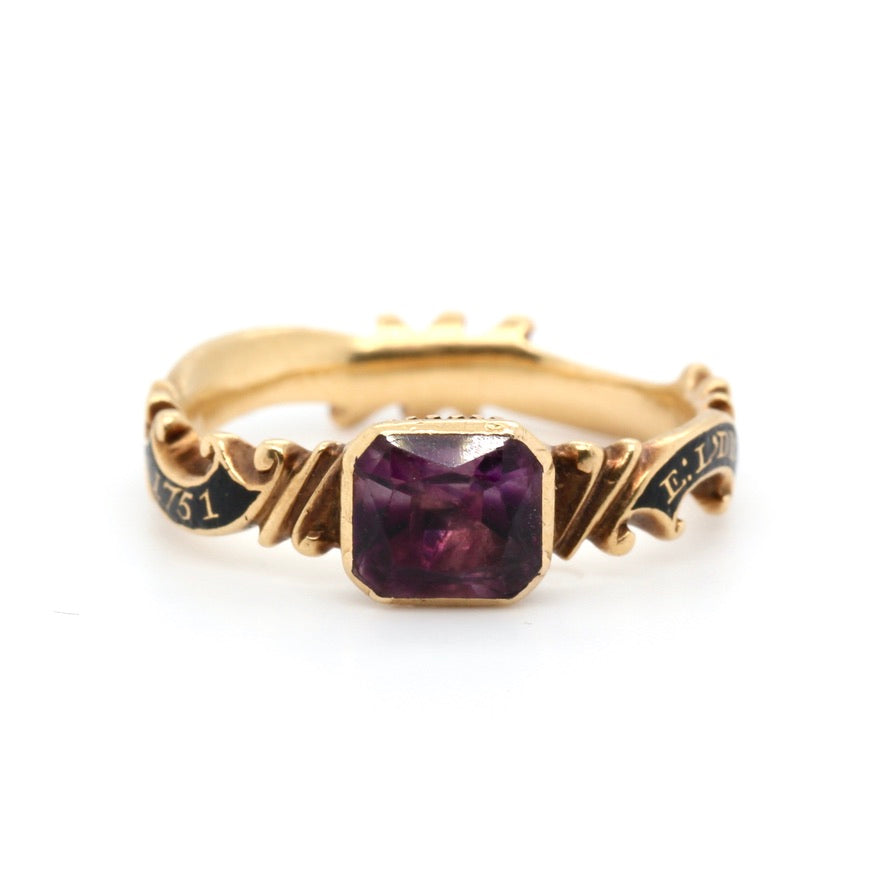 Georgian Amethyst Mourning Ring-Charlotte Sayers Antique Jewellery