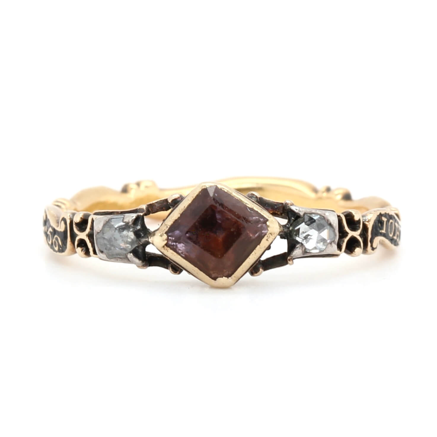 Georgian Amethyst and Diamond Mourning Ring-Charlotte Sayers Antique Jewellery