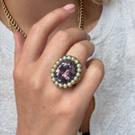 Georgian Amethyst and Natural Pearl Ring-Charlotte Sayers Antique Jewellery