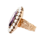 Georgian Amethyst and Natural Pearl Ring-Charlotte Sayers Antique Jewellery