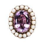 Georgian Amethyst and Natural Pearl Ring-Charlotte Sayers Antique Jewellery