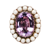 Georgian Amethyst and Natural Pearl Ring-Charlotte Sayers Antique Jewellery