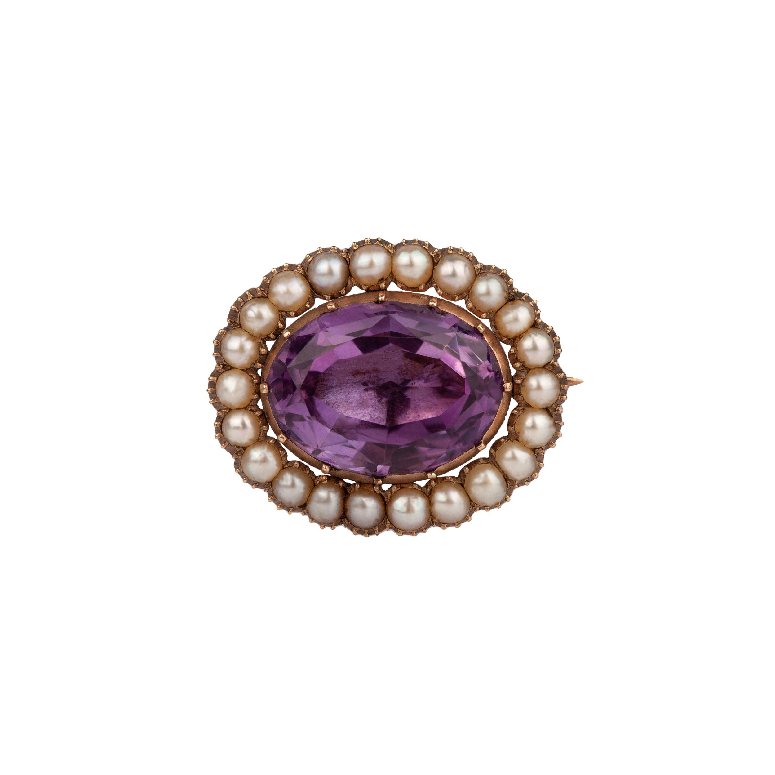 Georgian Amethyst and Pearl Brooch-Charlotte Sayers Antique Jewellery