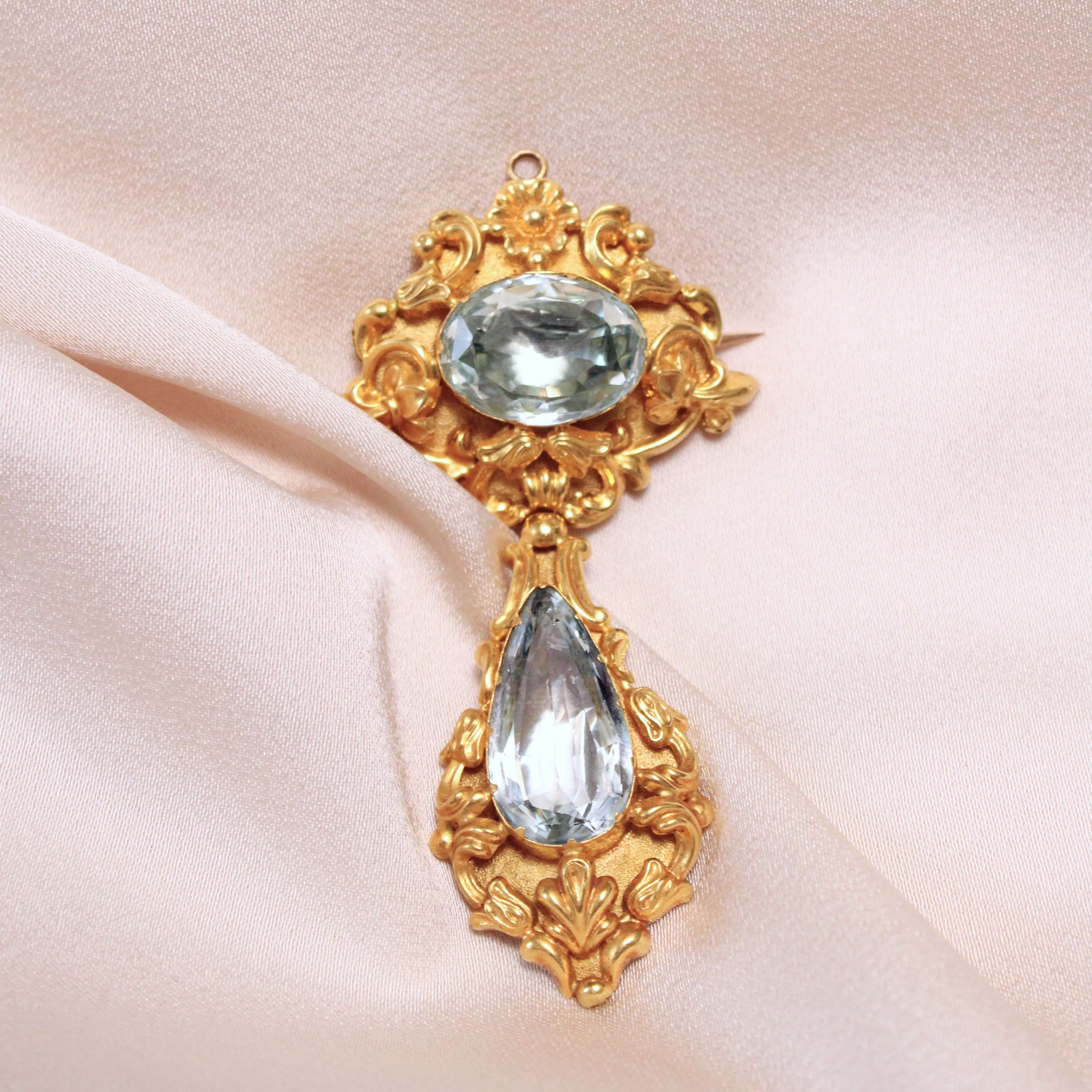 Georgian Aquamarine Brooch / Pendant-Charlotte Sayers Antique Jewellery