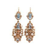 Georgian Aquamarine and Pearl Drop Earrings-Charlotte Sayers Antique Jewellery