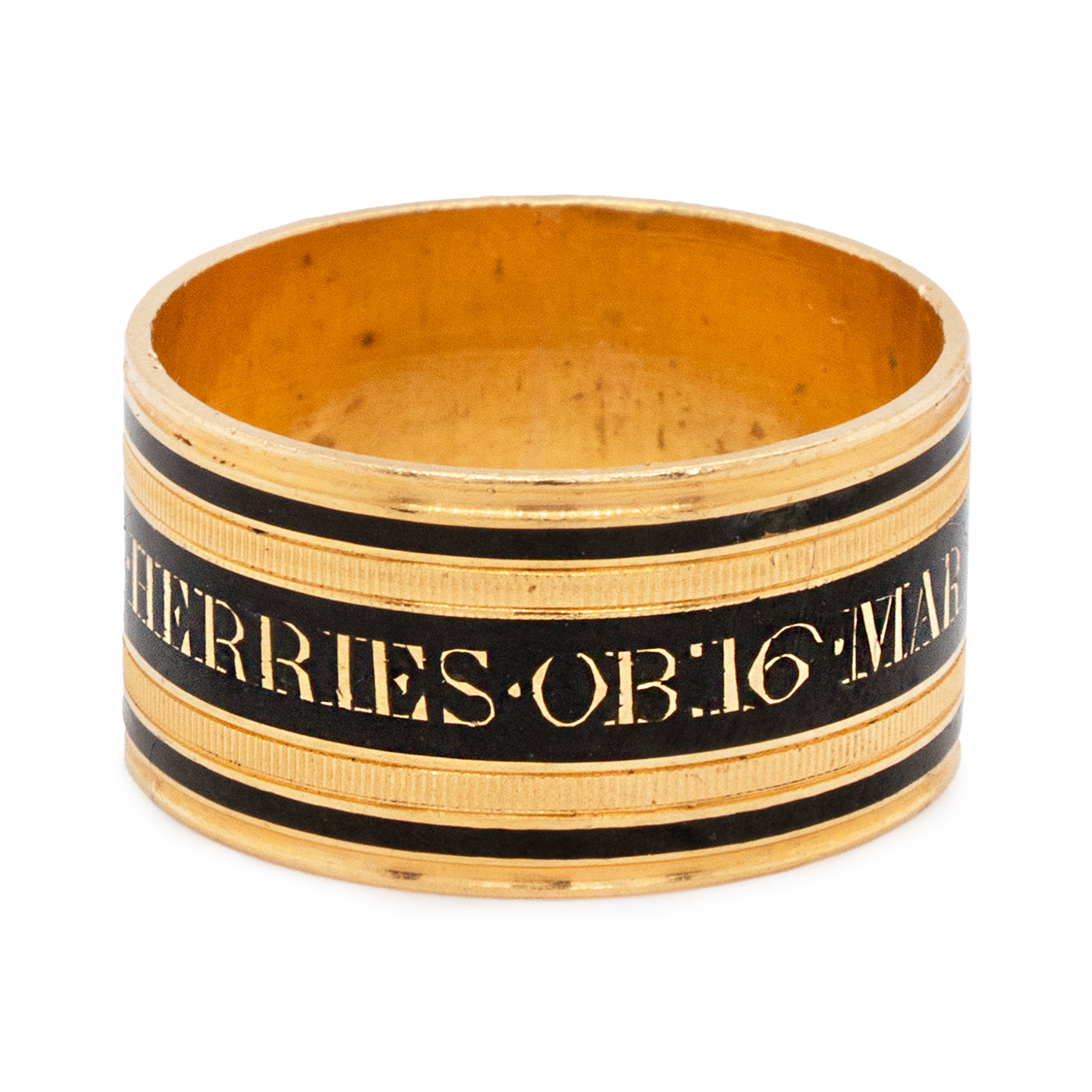 Georgian Black Enamel Memorial Band-Charlotte Sayers Antique Jewellery