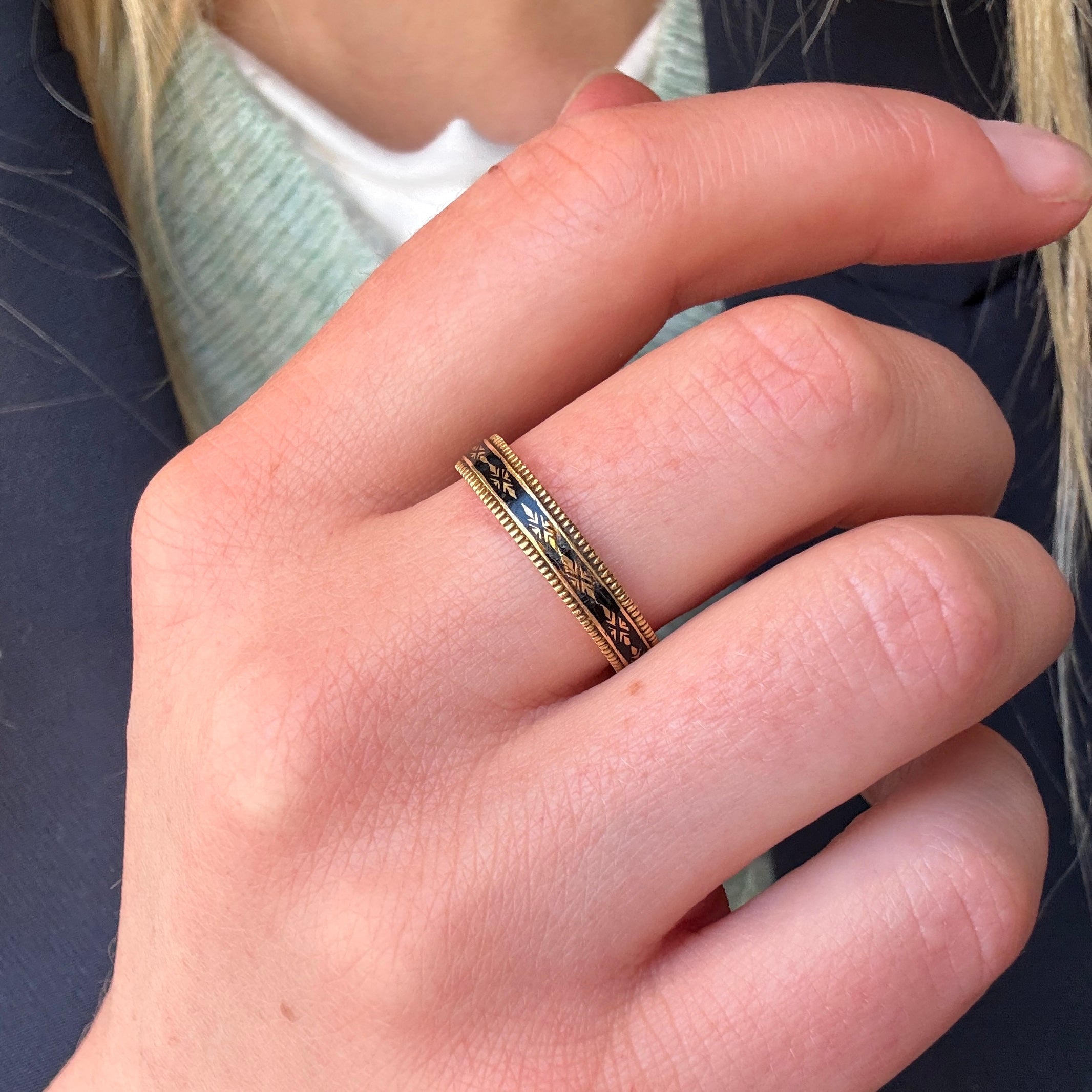Georgian Black Enamel Mourning Ring - Simon Newburn-Charlotte Sayers Antique Jewellery