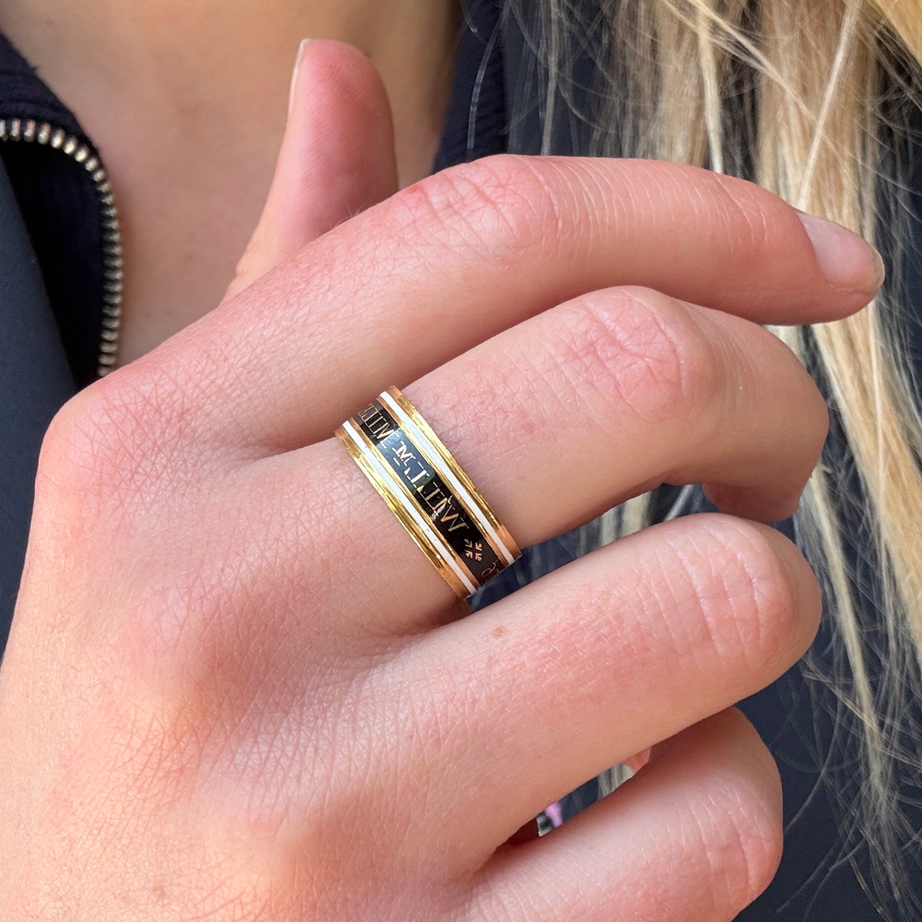 Georgian Black and White Enamel Memorial Ring-Charlotte Sayers Antique Jewellery