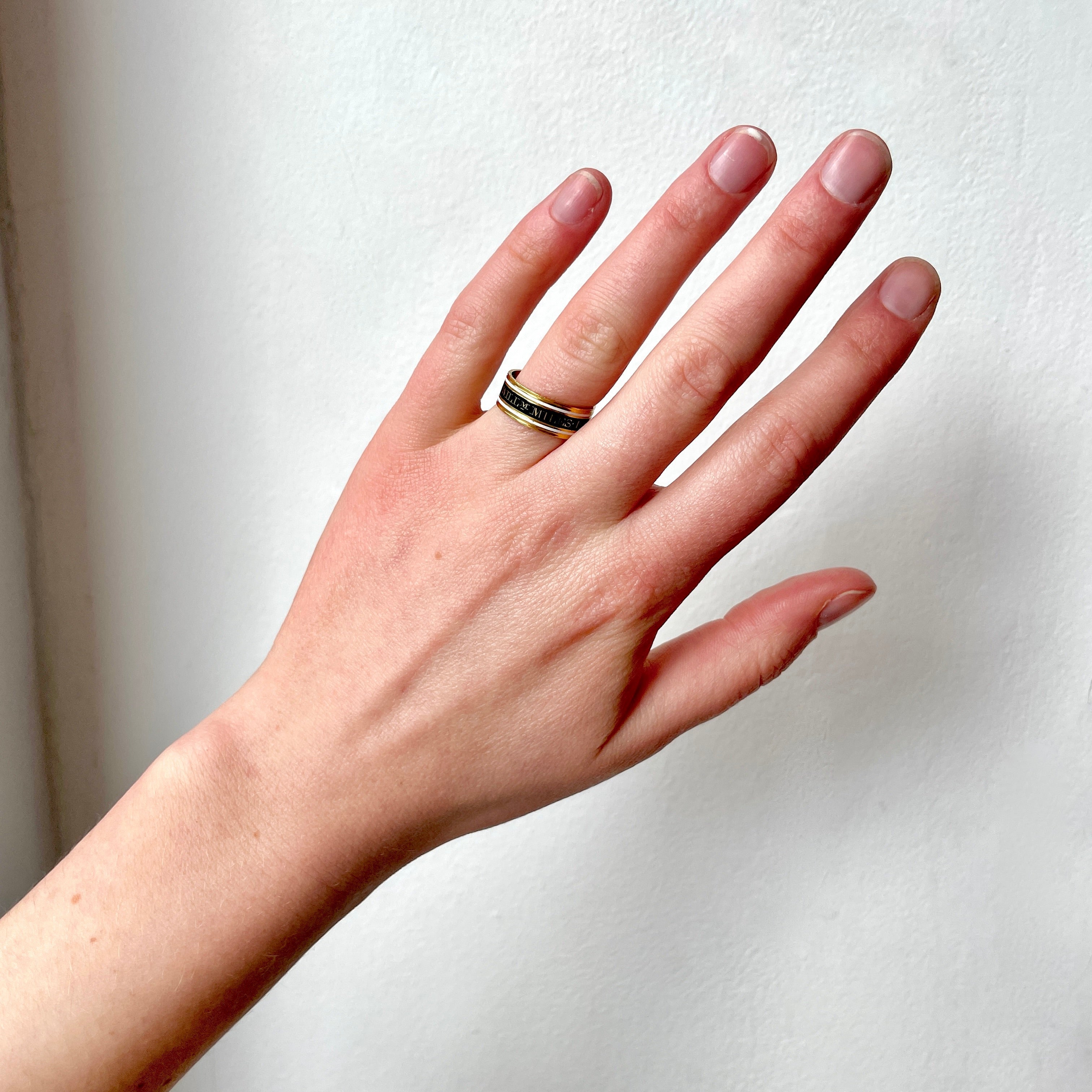 Georgian Black and White Enamel Memorial Ring-Charlotte Sayers Antique Jewellery