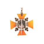 Georgian Carnelian, Pearl, Garnet and Topaz Maltese Cross Pendant-Charlotte Sayers Antique Jewellery