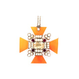 Georgian Carnelian, Pearl, Garnet and Topaz Maltese Cross Pendant-Charlotte Sayers Antique Jewellery