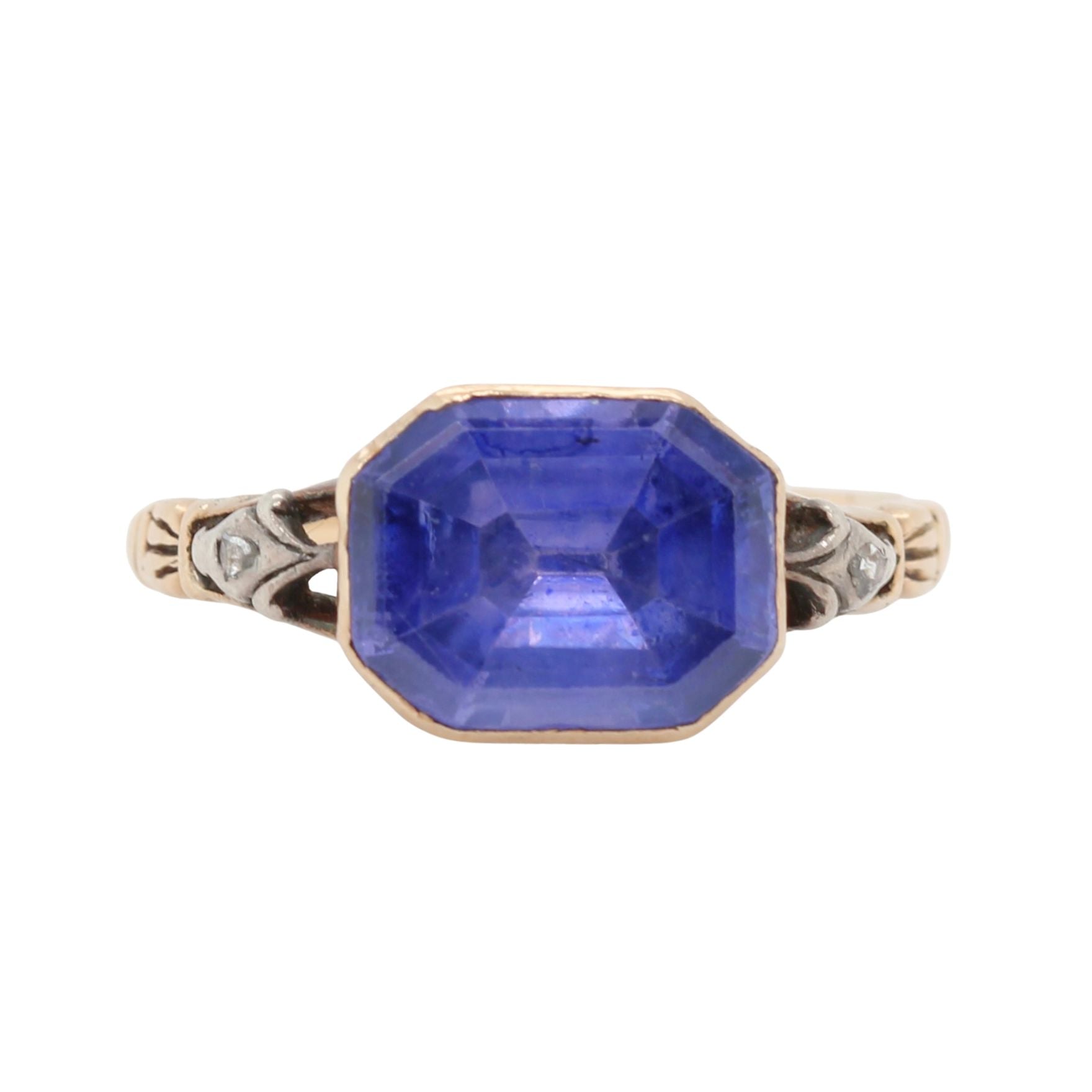 Georgian Ceylon Sapphire Basket Ring-Charlotte Sayers Antique Jewellery