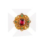 Georgian Chalcedony and Gem Set Maltese Cross Pendant-Charlotte Sayers Antique Jewellery