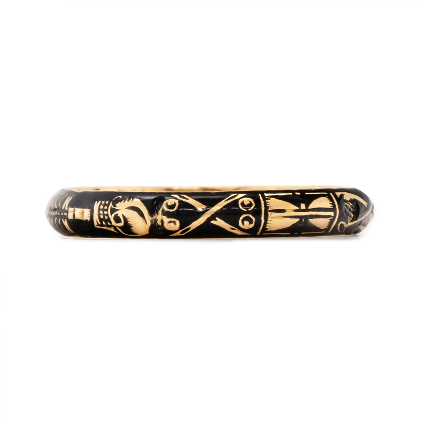 Georgian Charles Wheatly Enamel Skeleton Ring-Charlotte Sayers Antique Jewellery