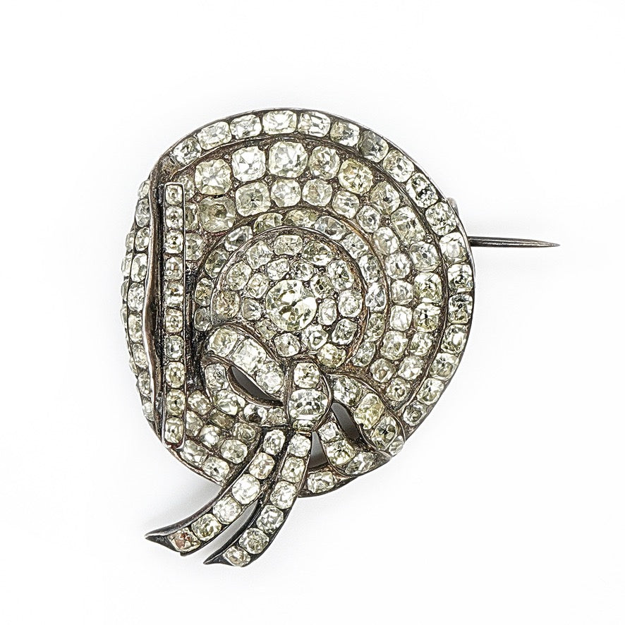 Georgian Chrysolite Bow Hat Brooch-Charlotte Sayers Antique Jewellery