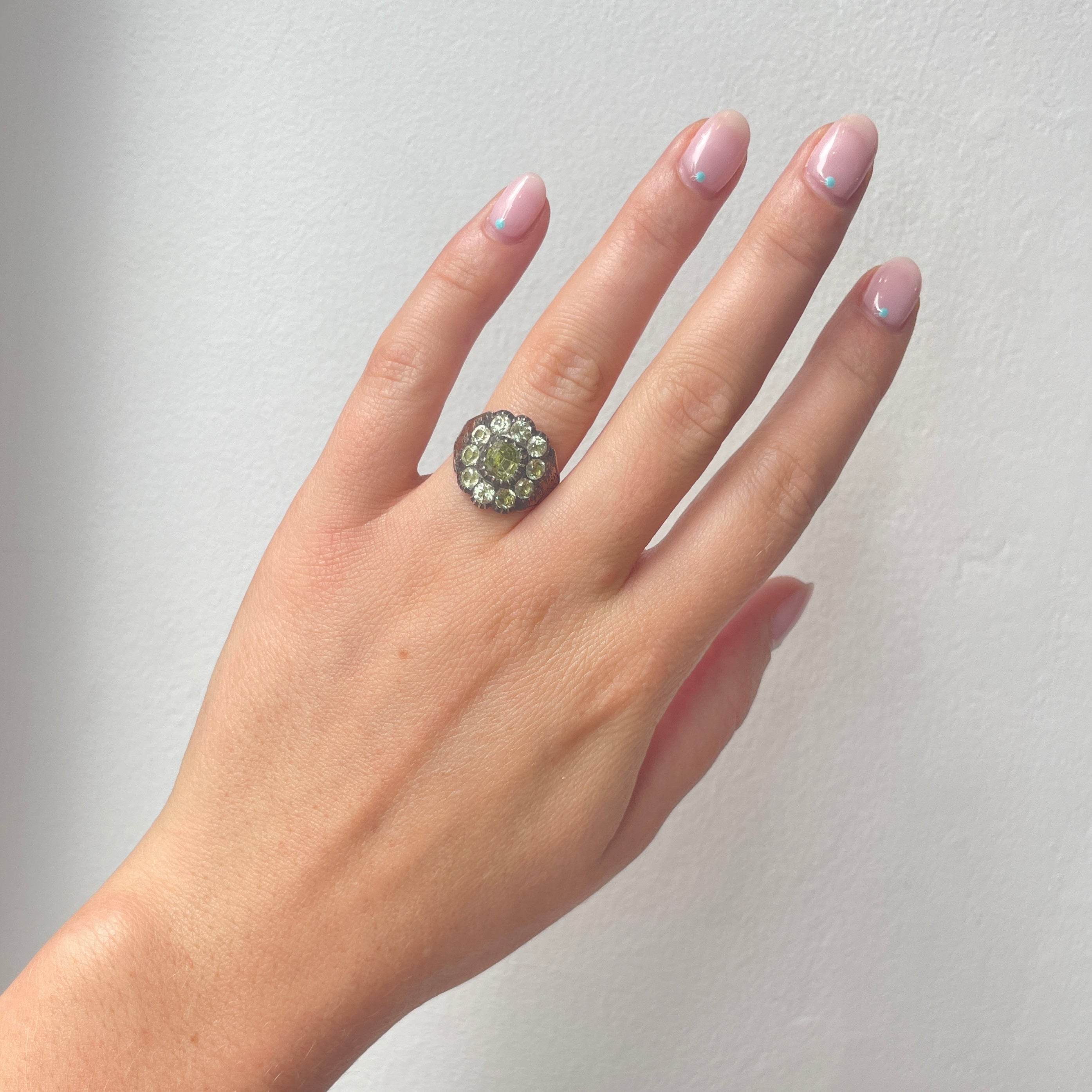 Georgian Chrysolite Cluster Ring-Charlotte Sayers Antique Jewellery