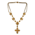 Georgian Citrine Canetille Cross Necklace-Charlotte Sayers Antique Jewellery