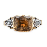 Georgian Citrine & Diamond Basket Ring-Charlotte Sayers Antique Jewellery