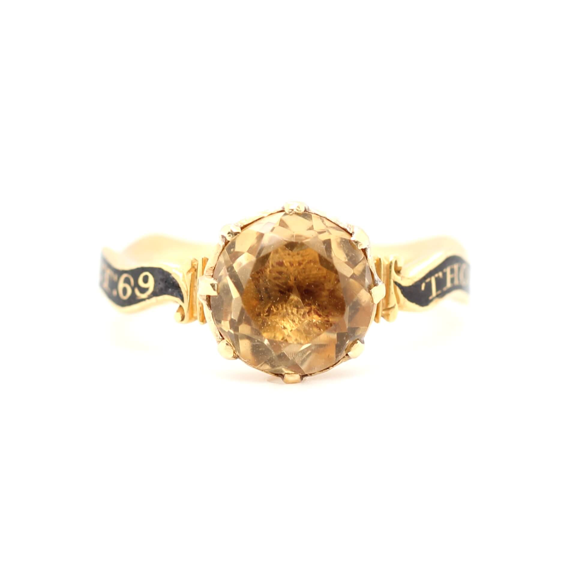 Georgian Citrine Mourning Ring-Charlotte Sayers Antique Jewellery