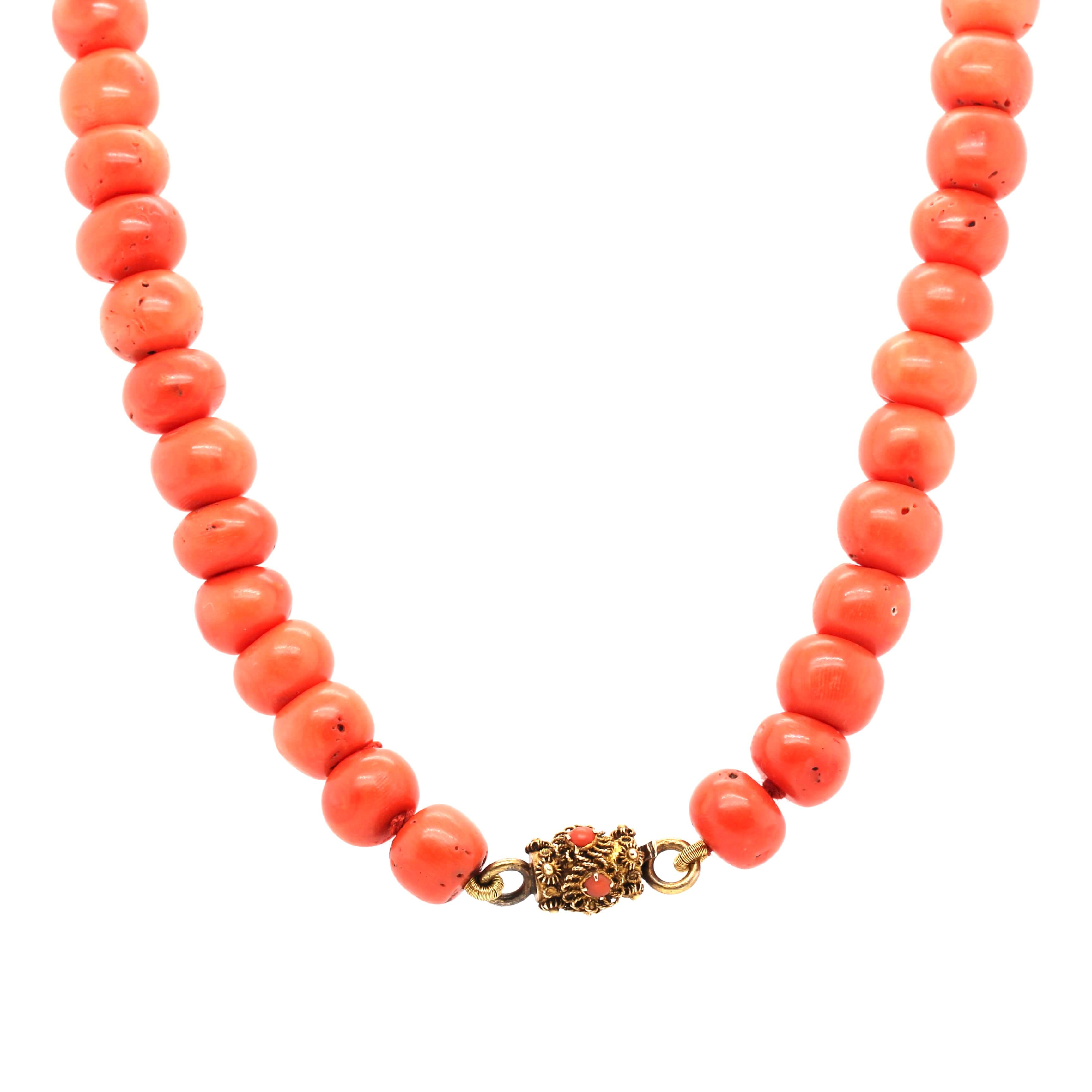 Georgian Coral Bead Necklace-Charlotte Sayers Antique Jewellery