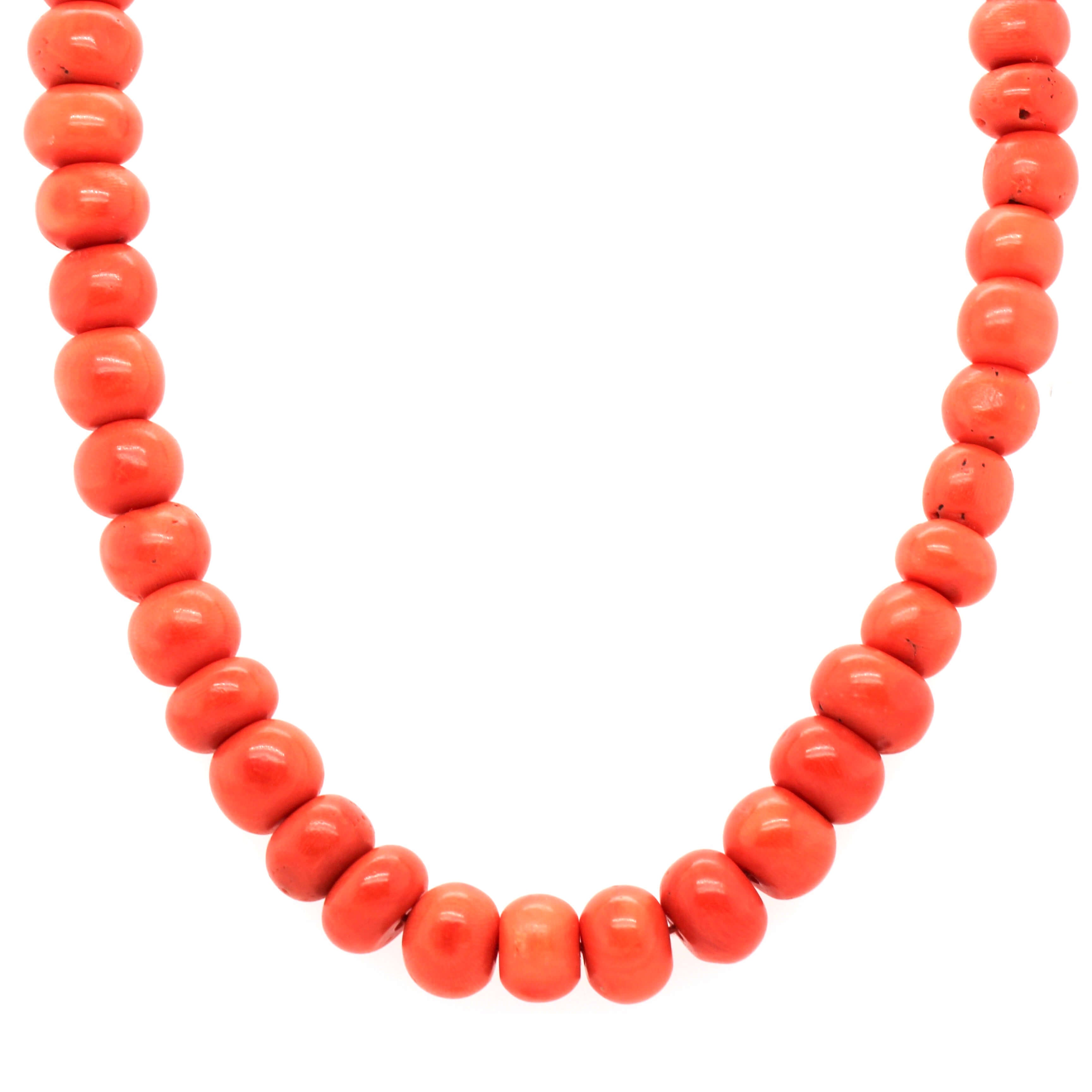 Georgian Coral Bead Necklace-Charlotte Sayers Antique Jewellery