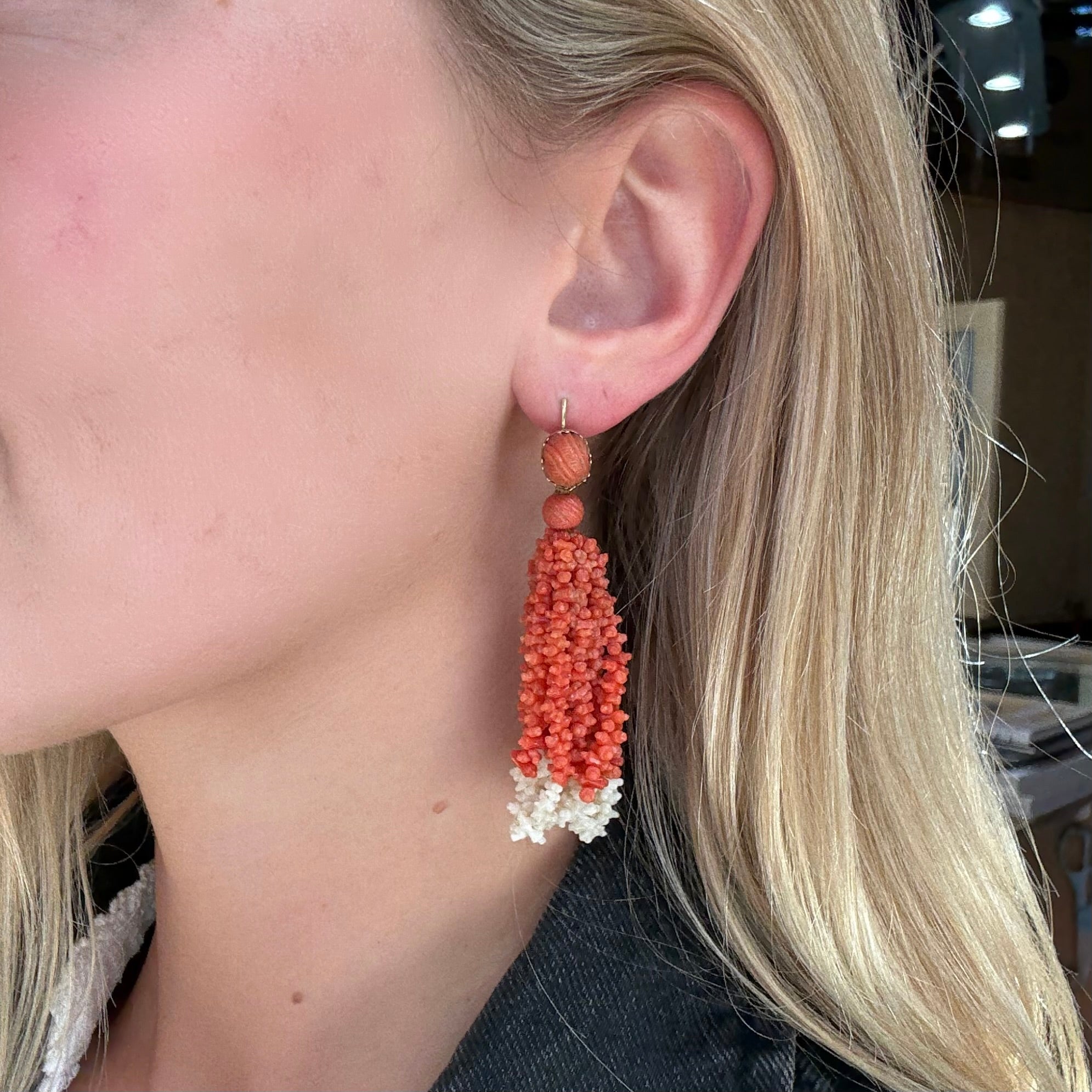 Georgian Coral Earrings-Charlotte Sayers Antique Jewellery