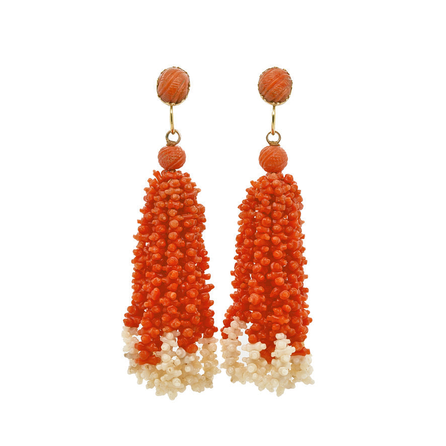 Georgian Coral Earrings-Charlotte Sayers Antique Jewellery