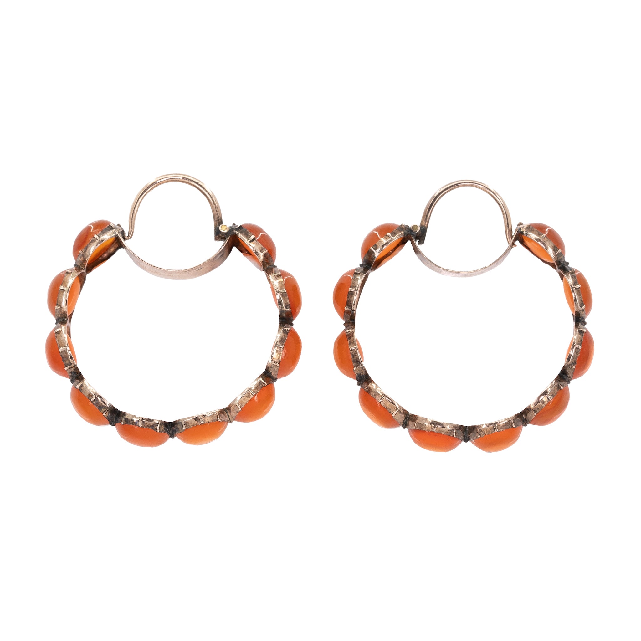 Georgian Cornelian Hoop Earrings-Charlotte Sayers Antique Jewellery