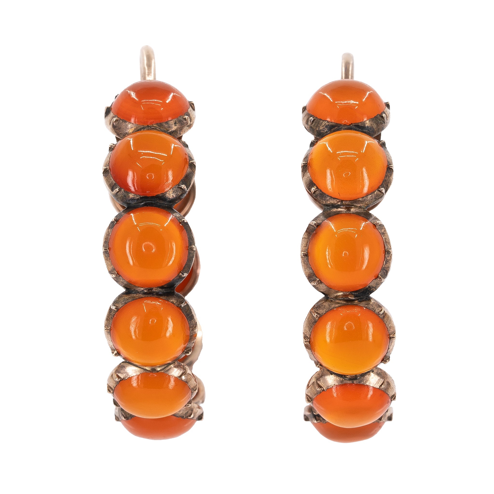 Georgian Cornelian Hoop Earrings-Charlotte Sayers Antique Jewellery