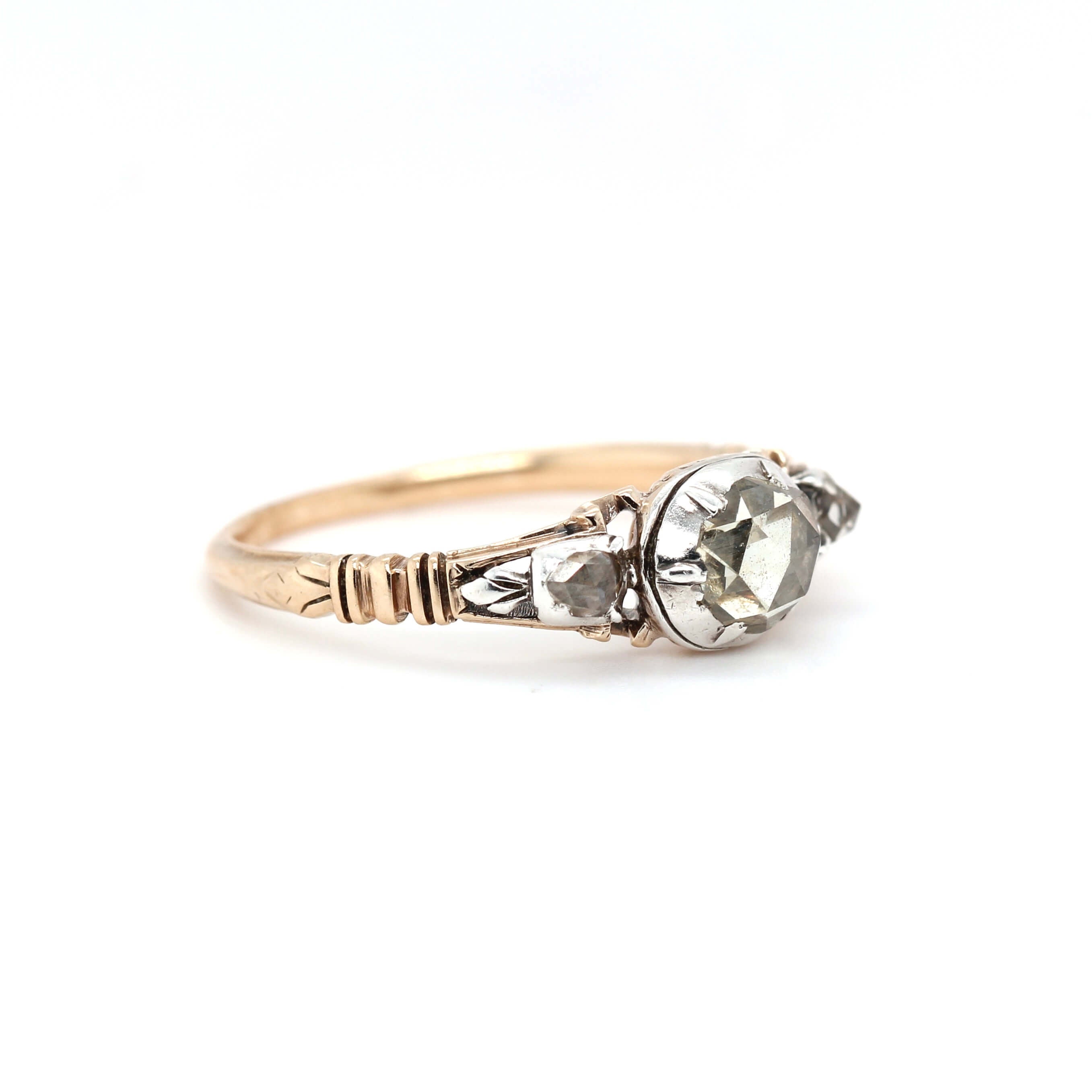 Georgian Diamond Basket Ring-Charlotte Sayers Antique Jewellery