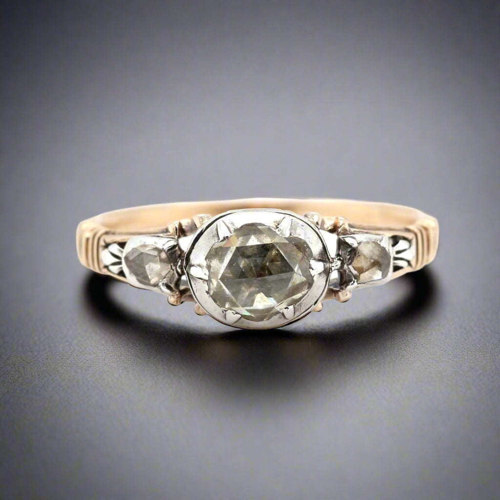 Georgian Diamond Basket Ring-Charlotte Sayers Antique Jewellery