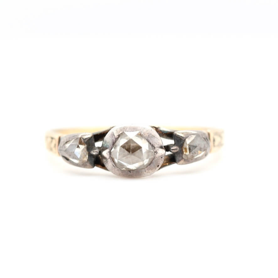 Georgian Diamond Basket Ring-Charlotte Sayers Antique Jewellery