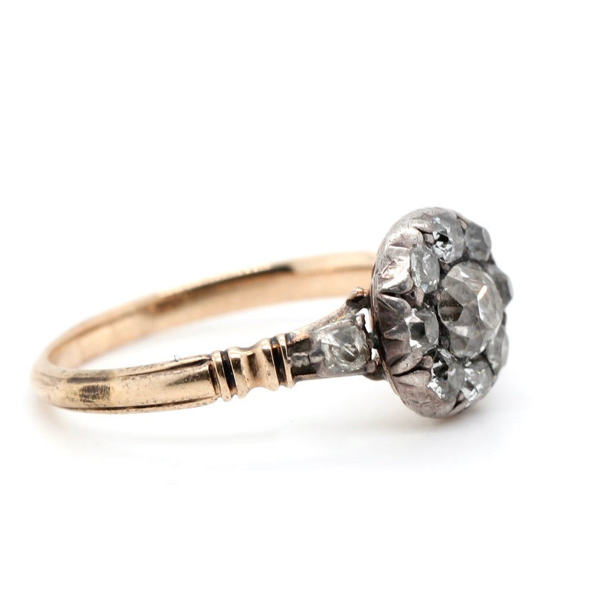 Georgian Diamond Cluster Ring-Charlotte Sayers Antique Jewellery